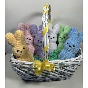 Crochet Peeps Easter Handmade Bunnies NEW 8"